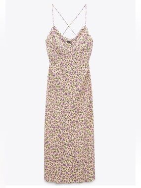 Zara floral spaghetti strap maxi dress